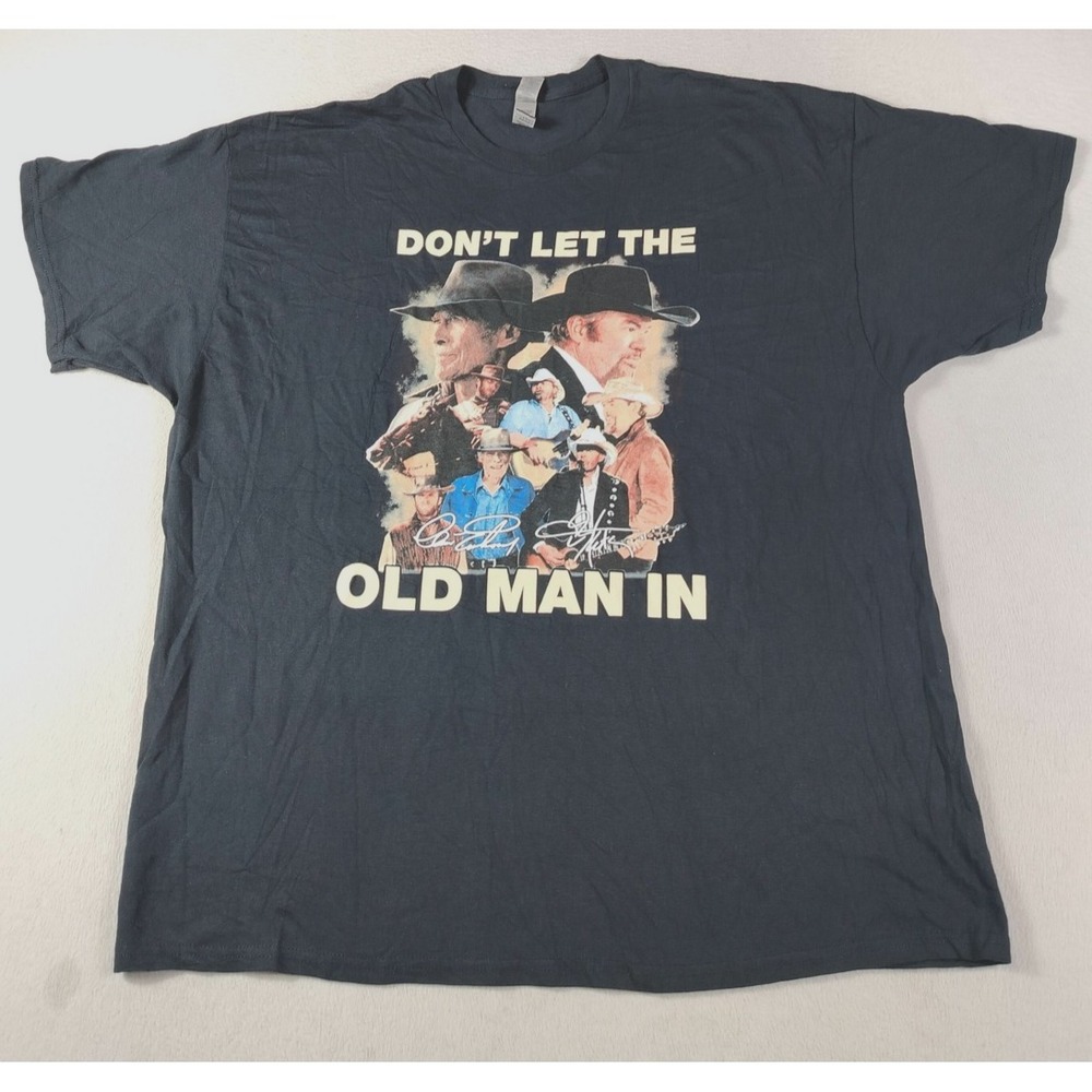 Gildan Shirt Mens 2XL Black Don't Let The Old Man In Cowboy Western Toby Keith